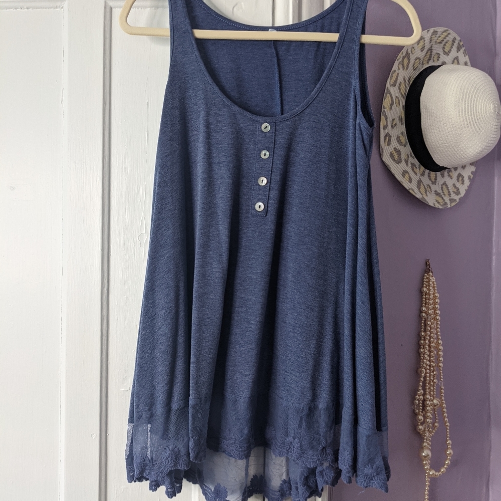 Flowy Tank Top Lace Bottom Detail